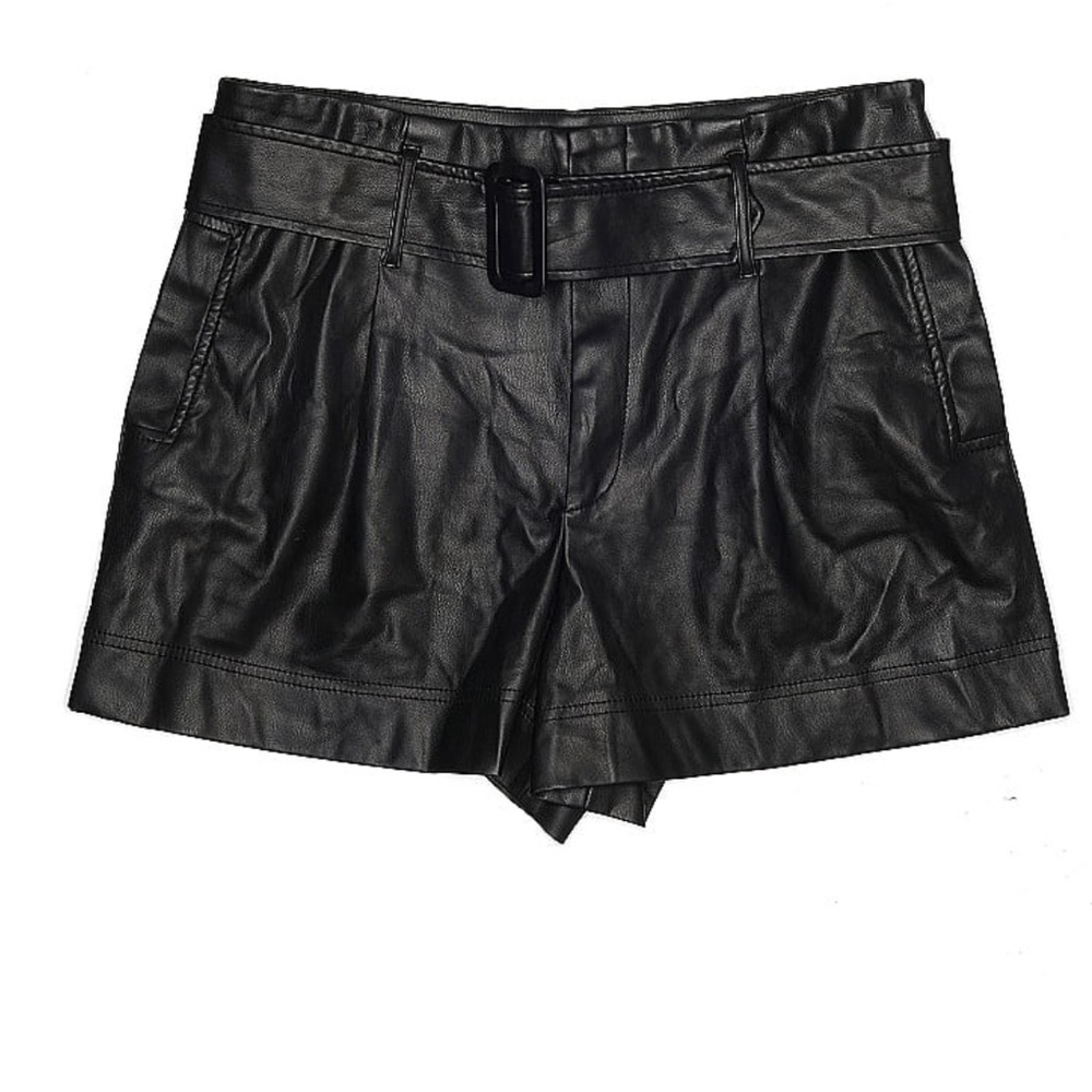 Zara Black High-Waist Faux Leather Shorts